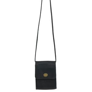 COACH Vintage Black Leather Scooter Small Crossbody Bag with Brass Hardware